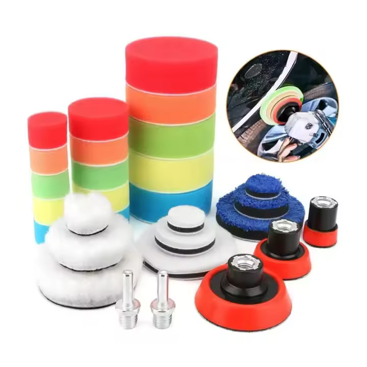 Kit De Pads De Polvo Para Coche 29 Piezas Espuma 1.2/2/3 Pulgadas Adaptador De Perilla M14 Herramienta De Polvo De Automóvil Conjunto De Esponja Para Limpieza Y Cera - 1