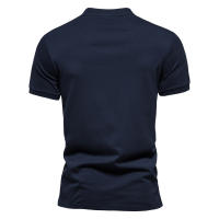 Nueva camiseta de manga corta de algodón puro con cuello en V y cremallera para hombre, camiseta deportiva bordada de color sólido para hombre - details 5