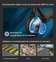 Patinete Eléctrico iScooter i9Pro Neumático de 8,5 pulgadas 350W  30km/h 7,5Ah Capacidad de peso 120 kg Negro - details 3