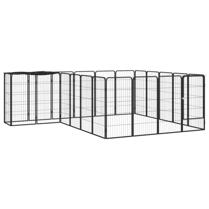 vidaXL Jaula perros 22 paneles acero recubierto polvo negro 50x100 cm - 1
