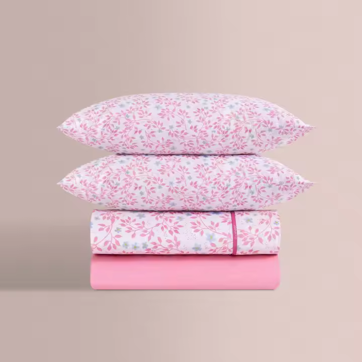 Juego de Sábanas Estampado Don Algodon Leda Rosa Palo - 1