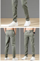 Pantalones Casuales Para Hombre De Algodón Y Spandex Con Cintura Elástica Y Cordón Estilo Clásico Y Moda Para Primavera Otoño Trousers Gris Cargo Ajustables De 28-38 - details 7