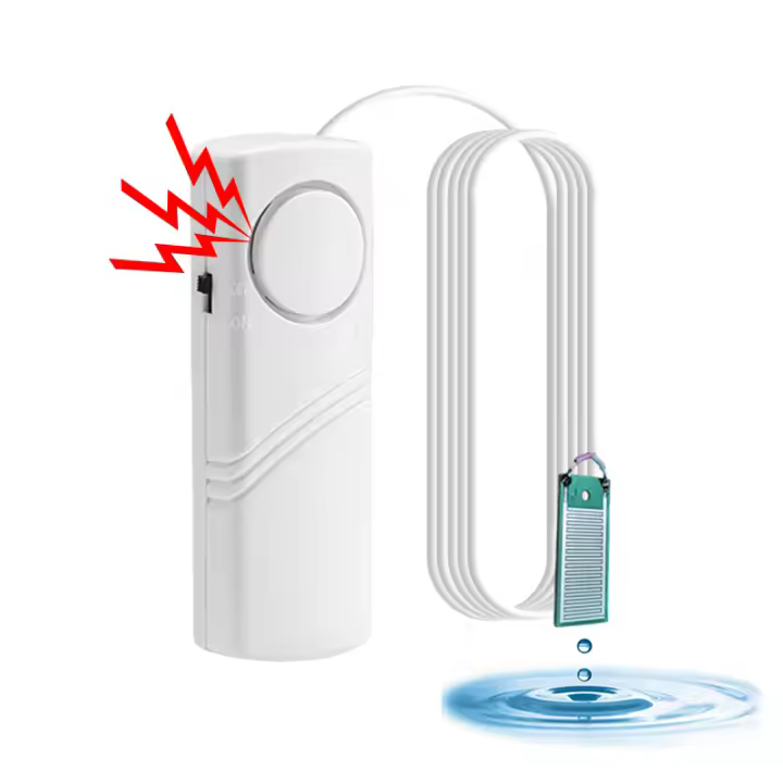 Detector De Fugas De Agua Con Alarma Instantánea De 90dB Sensor De Inundación Con Cable De 1M Alerta Auditiva Y Batería Recargable Para Tubos Pisos Cocina Baño - 1