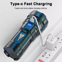 Linterna Táctica LED Potente Recargable USB Con Luz COB Y Longitud De Rayo 500m Para Pesca Caza Exploración Rescate Negro Impermeable - details 6
