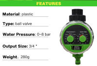 Timbre De Riego Para Jardín Controlador De Riego Automático Con Válvula De Bola De Presión Cero Timer Analógico Para El Hogar Color Verde - details 1