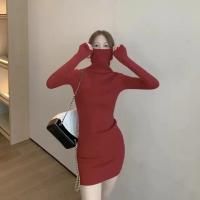 Vestido Bodycon De Térmica Para Mujer HELIAR Con Cuello Alto Y Manga Larga Tejido Grueso Para Otoño E Invierno Vestido De Oficina Con Diseño Sólido - details 23