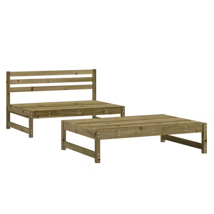 vidaXL Juego de muebles de jardín 2 pzas madera maciza de pino Pino natural, Pino blanco, Pino gris Conjunto Terraza Muebles Jardín Exterior Juego de Muebles de jardín Mueble Jardín Exterior Muebles de Salon Exterior - 1