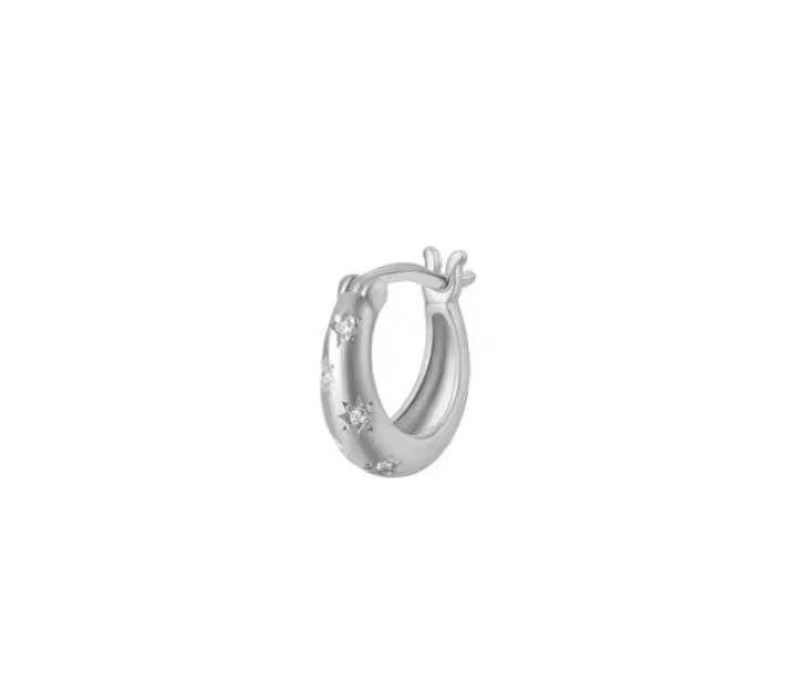 Aro Pequeño de Plata con Cristales, 3x12 mm, Diseño Elegante ( SE VENDE POR UNIDAD) , Ref: CHP158CRIP910C - 1