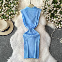 Vestido Bodycon Mini De Color Sólido Con Cuello Redondo Y Cremallera Lateral Para Mujer Vestido Sin Mangas Estilo Casual Y Elegante Para Oficina Y Verano - details 10