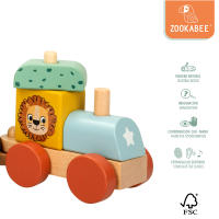 WOOMAX - Tren juguete madera con animales, Zookabee, 3 vagones, 13 piezas apilables, Safari, Trenes de juguetes para niños, Motricidad fina, Juguetes niño 18 meses, Juego apilar - details 3