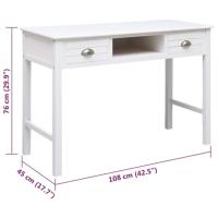 vidaXL Escritorio de madera maciza de Paulownia blanco 108x45x76 cm - details 7