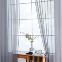 Cortinas De Yarn Blanco Sólido Para Ventanas De Sala De Estar Cocina Modernas Cortinas De Tulle Voile Para Decoración De Hogar Y Oficina - details 16