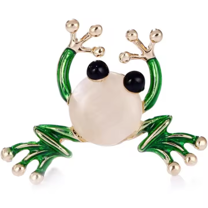Broche de esmalte de Rana ópalo Pin de solapa lindo animal Pin de solapa joyería para Mujeres y habbres, Metal - 1