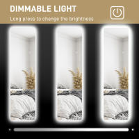 HOMCOM Espejo de Cuerpo Entero con Luz LED 150x40 cm Espejo de Pie o de Pared sin Marco con Iluminación de 3 Colores Función de Memoria y Táctil Inteligente para Salón Dormitorio Transparente - details 4