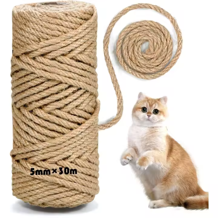 Cuerda de sisal para árbol rascador, 5 mm x 30 m, Cuerda de sisal Natural, Columna rascadora, Cuerda de cáñamo, Cuerda para rascar Gatos, Cuerda para rascar, Cuerda de sisal, decoración - 1