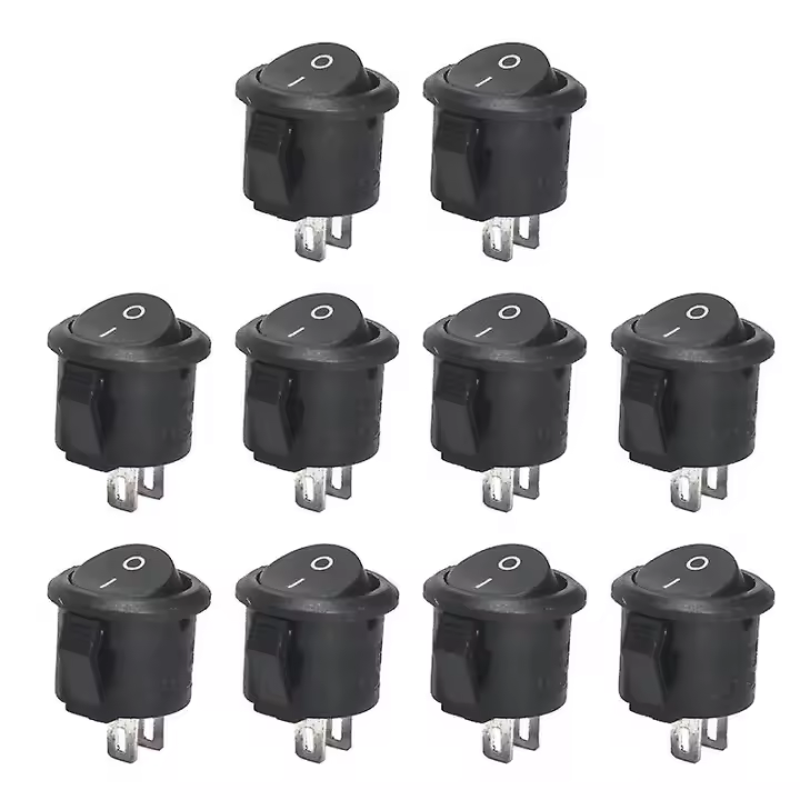 10Pcs 12V Round Rocker Switches ON/OFF 2 Pin SPST for Campers Van Caravan Boat - 1