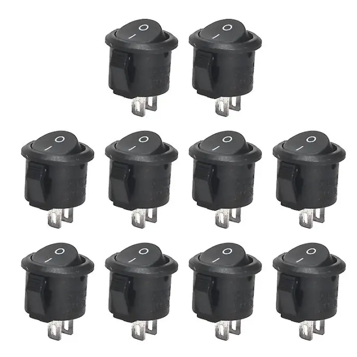 10Pcs 12V Round Rocker Switches ON/OFF 2 Pin SPST for Campers Van Caravan Boat - 1