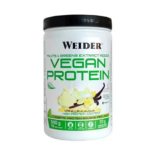 Weider - Vegan Protein 540 g - Proteínas de guisante y arroz - Sabor Vainilla - 1
