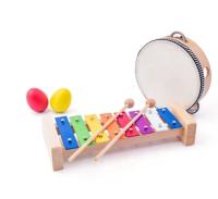 Set musical de madera con triangulo (xilófono, pandereta, triangulo, 2 huevos de maraca) Woody - details 1