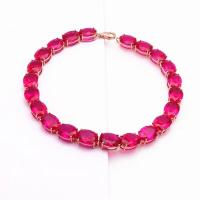 Pulsera De Lujo Para Mujer Con Incrustaciones De Rubí Y Oro Rosa Plateado Clásico Joyería De Cuentas En Forma Elíptica - details 9