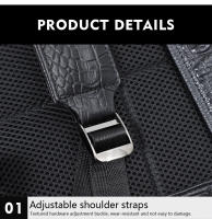 Mochila De Cuero Auténtico Crocodilo Para Laptop De 15.6 Pulgadas Hombres Viaje Impermeable Grande Para Adolescentes Escuela Bolsa De Viaje Preppy Style - details 23