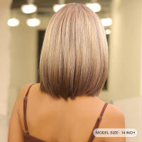 Pelucas Sintéticas De Encaje ALAN EATON Para Mujeres Rubia Con Mechas Marrón Y Corte Con Franja Peluca Larga Recta Ombre Heat Resistant - details 10