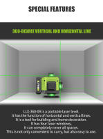 16 Lines 4D Laser Level 360°Self-leveling Horizontal and Vertical Cross Super Powerful Green Laser Beams 4800mAh Laser Level - details 2