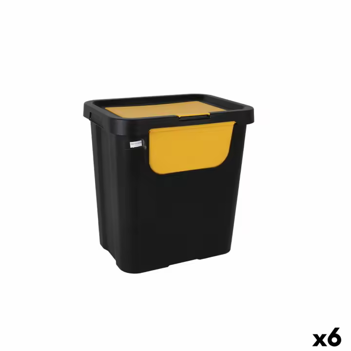 Cubo de Basura para Reciclaje Tontarelli Moda double Amarillo (6 Unidades) 24 L - 1