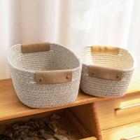 Cesta De Almacenamiento Tejida De Hilo De Algodón Organizador De Escritorio Caja De Almacenamiento Plegable Decoración Del Hogar Para Lencería Y Ropa Interior - details 6