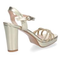 PuntoSalao Sandalias doradas de tacón cómodo para fiesta pala brillante mujer WXL772 las sandalias de tacón doradas - details 2