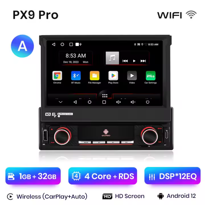 Awesafe inalámbrico carplay Android pantalla táctil telescópica automática Radio universal para vehículos 1 reproductor multimedia para vehículos plegables mp5 Radio GPS para vehículos - 1