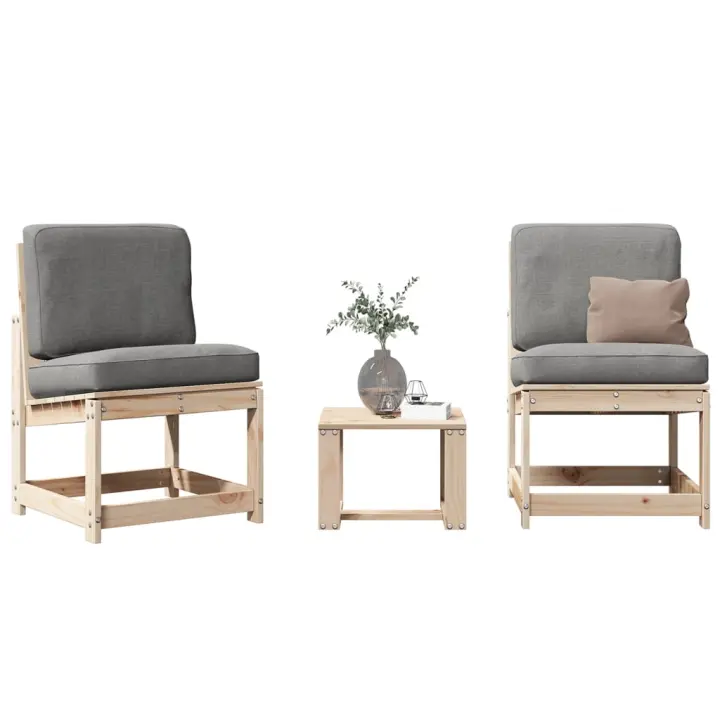 vidaXL Juego de muebles de jardín 3 piezas madera maciza de pino - 1