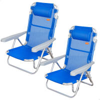 Aktive - Silla de playa plegable, multiposición, aluminio y textileno, asiento bajo, incluye cojín acolchado, asa de transporte, silla reclinable de playa, respaldo reclinable - details 11