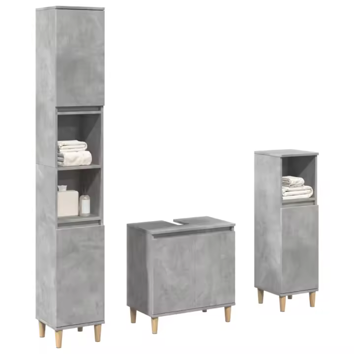 vidaXL Set muebles de baño 2 piezas madera contrachapada gris hormigón - 1