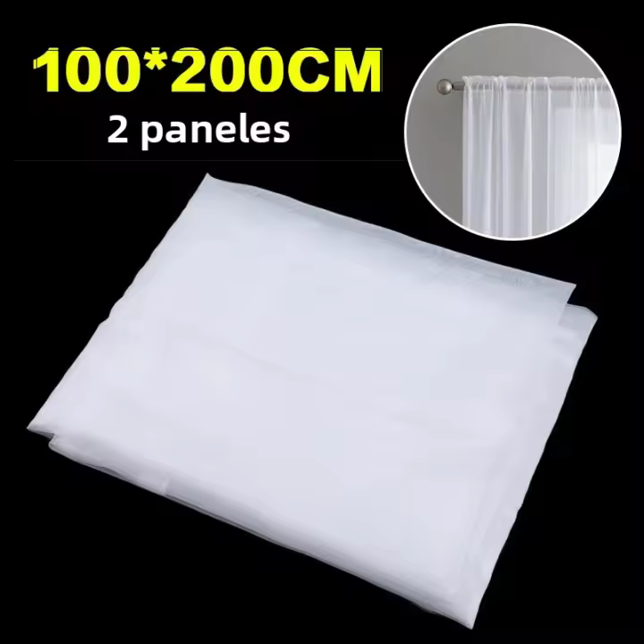 Cortinas Blancas Transparentes De 2 Hojas Para Sala De Estar Comedor Dormitorio Decoración De Ventana Sencilla Cortina Transparente Moderna De Poliéster 100% - 1