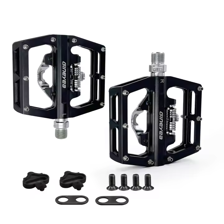 Pedales De Bicicleta Gineyea Para Mountain Bike Dual Function Gravel MTB Clipless Con Cleats Pedales De Aluminio SPD Compatible - 1