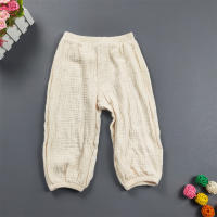 Pantalones Harem De Algodón Para Niños Y Niñas Estilo Casual Color Sólido Transpirables Verano Cierre Elástico Talla True Fit - details 7