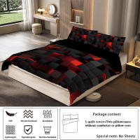 Juego De Cama Moderno 3 Piezas Rojo Transparente Con Efecto De Cuadrícula Para Adolescentes Y Adultos Incluye 1 Funda De Edredón Y 2 Fundas De Cojines - details 4