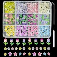 1Caja De Resina Dopa Colores Oso Gummy Estrellas Corazón Decoración Para Uñas Acrílicas Coloridas Flores Aurora Borlas Encantos Para Uñas DIY - details 3