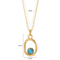 Collar De Novia De Acero Inoxidable Con Pedrería Natural Verde Y Diseño Geométrico Vacío Para Mujer Color Oro Joyería Moda Para BFF - details 5