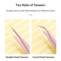 Pinzas De Apariencia Con Acero Inoxidable Rosa Para Extensión De Pestañas Herramienta De Manicura Y Arte De Uñas Tamaño 2 - details 2