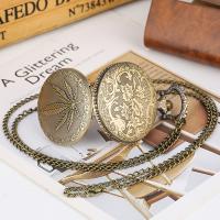 Reloj De Bolsillo Vintage Con Patrón De Hojas De Bronce Movimiento De Cuarzo Incluye Collar De 80CM Colgante Regalo Great Para Mujeres Y Hombres - details 3