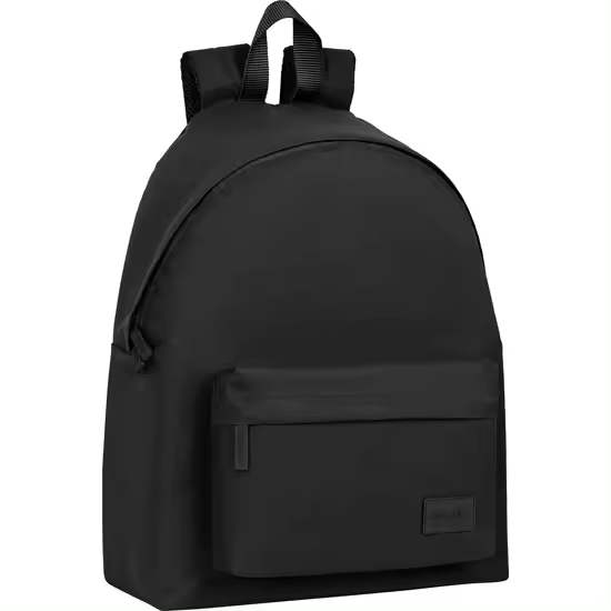 SAFTA  SAFTA BASIC "NEGRO" Mochila  Diseño único y licencia oficial - Mochila con Bolsillo frontal con cremallera y Hombreras y espalda ergonómicas y acolchadas - Mochila Doble tirador en cremallera principal para facilitar su apertura - 1