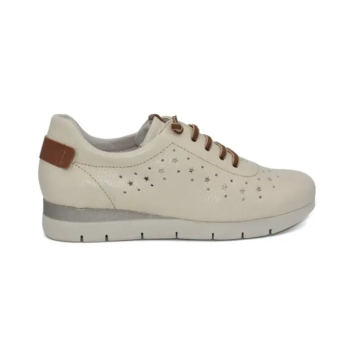Tekila|Zapatos casual piel beige|Mujer Piel Microfibra transpirable y termoreguladora Textil, extraible, efecto memoria y antibacteriano - 1