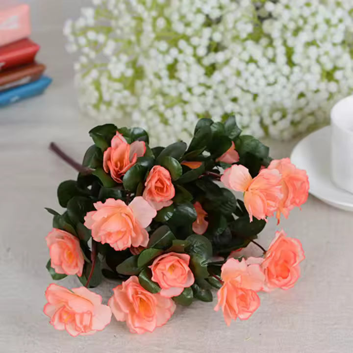 Rosa Silken Artificial Roja Para Otoño Resistente Al UV Decoración De Hogar Pequeña Para Jardín Estilo De Flores Silken - 1