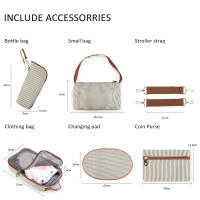 Set De 7 Bolsos Para Mudar El Bebé Multifuncional Tote Bag Mummy Bolsa De Viaje Con Alforja Para Bebé Material De Tela Cierre De Cremallera - details 2