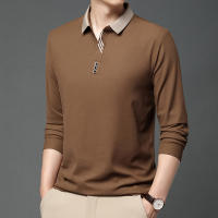 Camisa Polo Para Hombre De Color Sólido Casual Manga Larga Transpirable Cómoda Versátil Top Moda Negocios - details 6