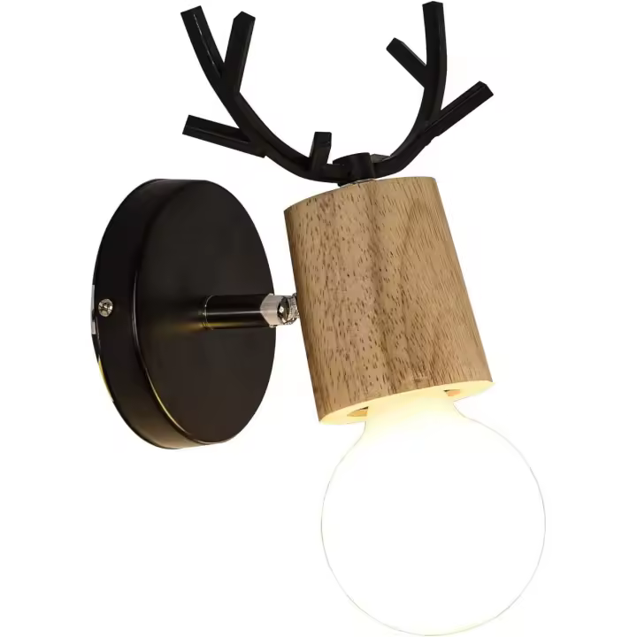 Lámpara de pared estilo loft vintage, de Madera, estilo rústico, estilo retro, de metal - 1