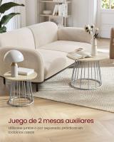 Juego de 2 Mesas de Centro Redondas - Estilo Moderno con Marco de Acero, para Sala de Estar y Dormitorio, Disponible en Varios Colores - details 2