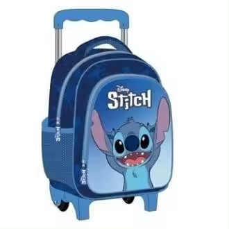 Trolley Stitch Infantil, Carro Stich, Mochila Stitch Pequeña, Mochila con Ruedas Stitch, Color Azul, 31 x 26 x 12 cm, Kiglam - 1